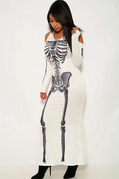 White Skeleton Print One Piece Costume - AMIClubwear