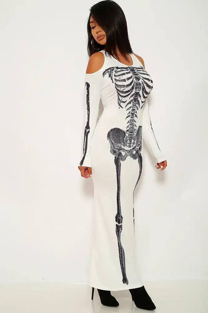 White Skeleton Print One Piece Costume - AMIClubwear