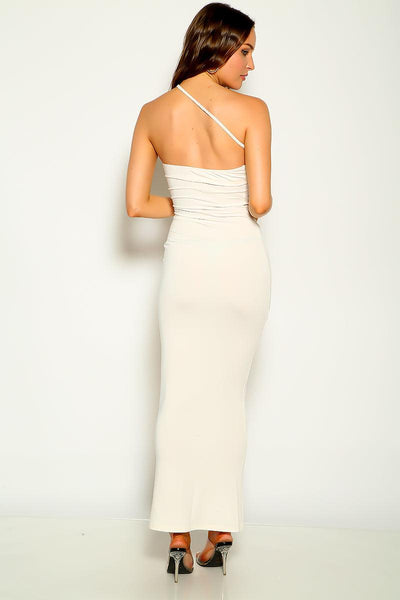 White Sleeveless Cut Out Maxi Party Dress - AMIClubwear