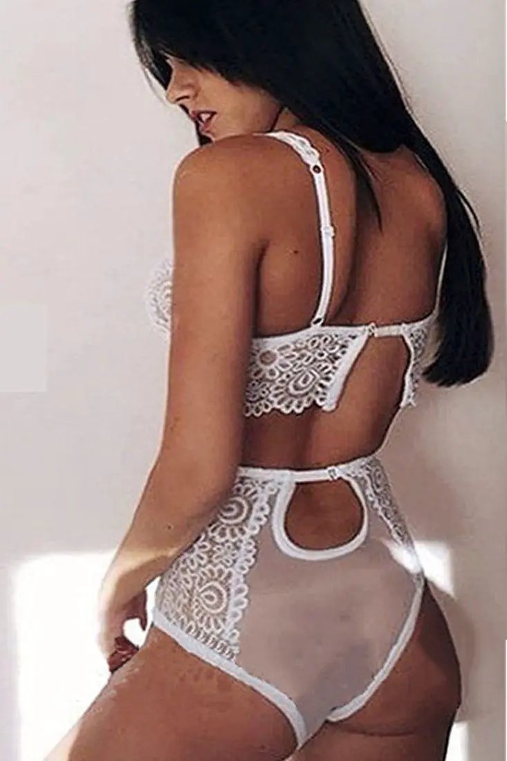 White Sleeveless Lace High Waist Two Piece Lingerie