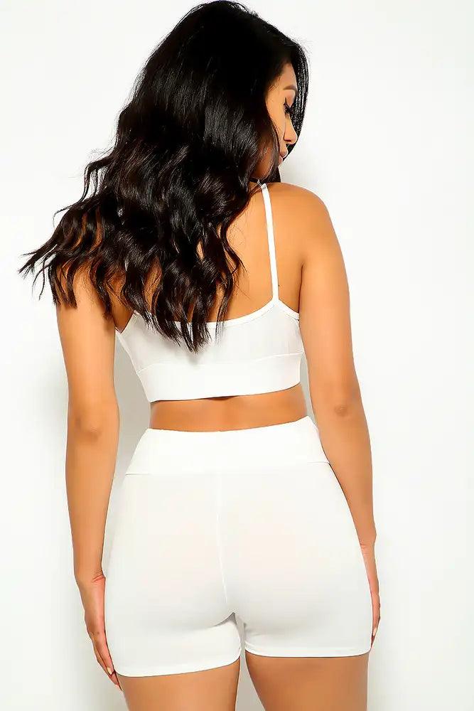 White Sleeveless Two Piece Outfit - AMIClubwear
