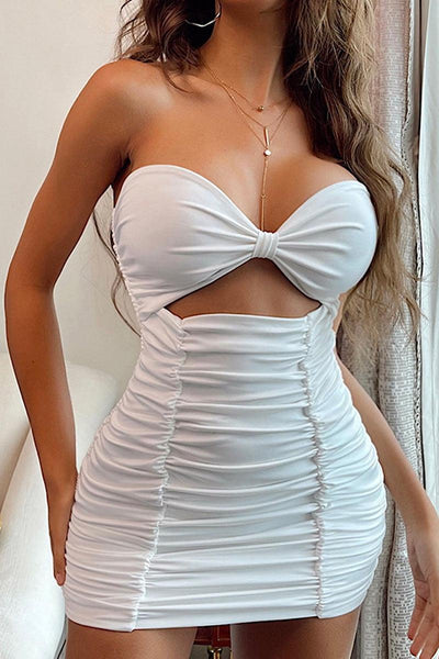 White Strapless Cut Out Sexy Party Dress - AMIClubwear