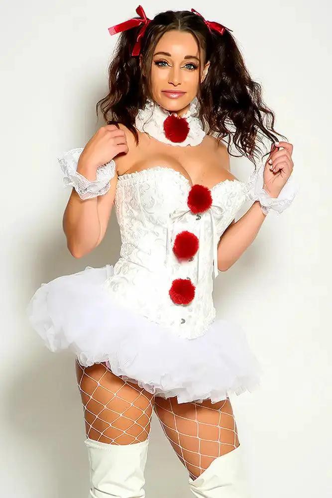 White Strapless IT Three Piece Corset Costume