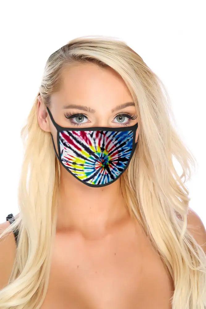 White Tie Dye Print Washable Face Mask - AMIClubwear