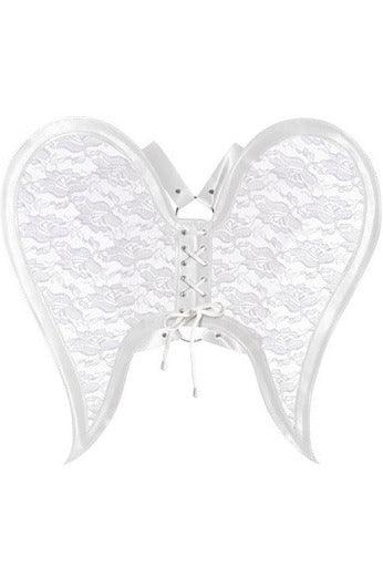 White/White Faux Leather & Lace Angel Wing Body Harness - AMIClubwear