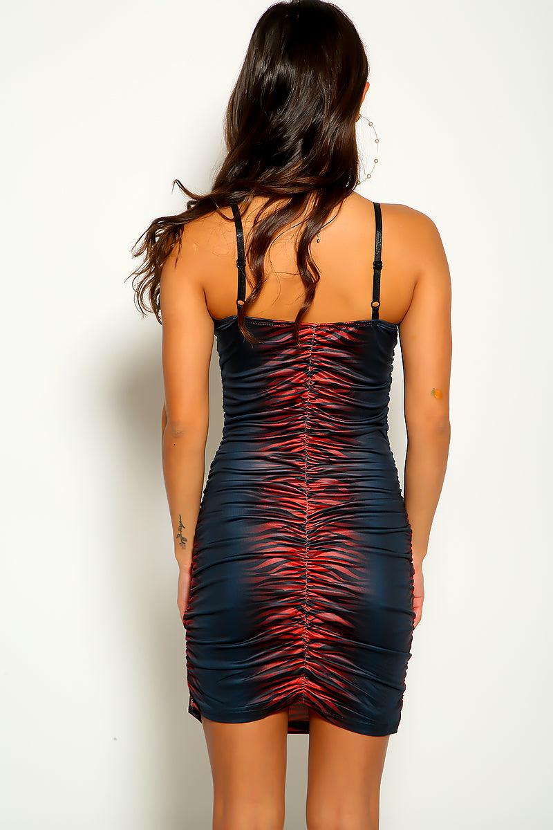 Wine Black Zebra Print V Underwire Sleeveless Sexy Party Dress - AMIClubwear