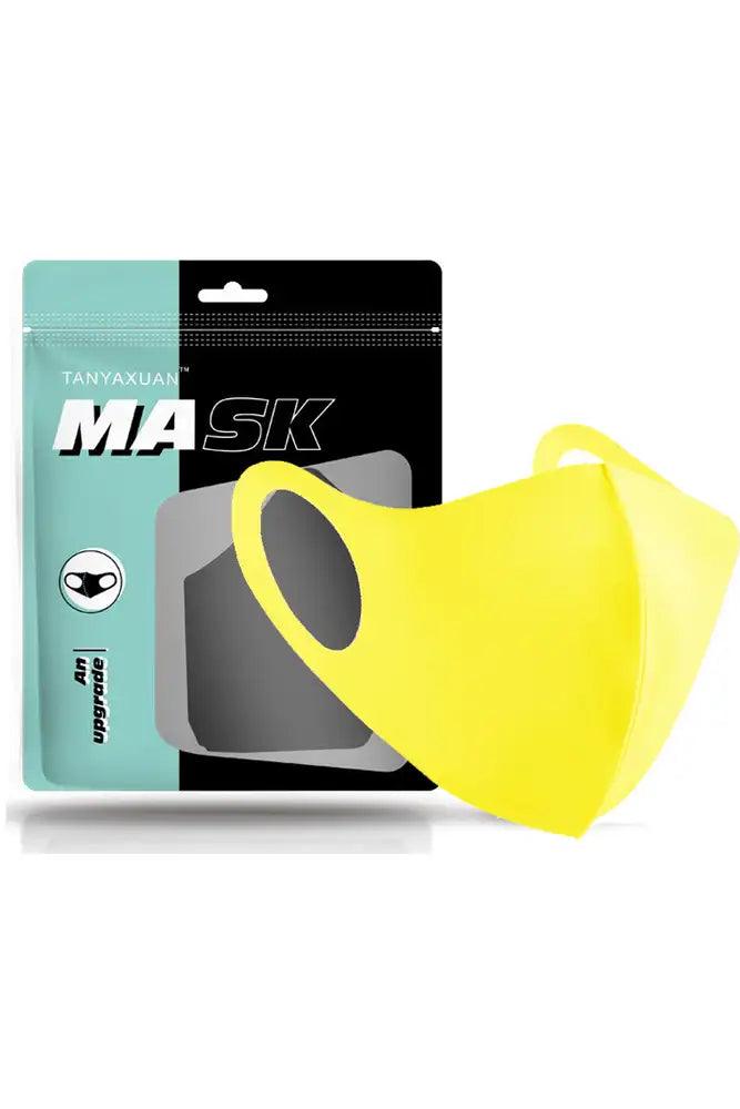 Yellow Breathable Reusable Washable Face Mask - AMIClubwear