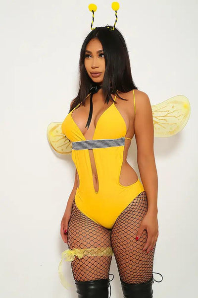 Yellow Buzz Bumblebee 4 Piece Costume - AMIClubwear