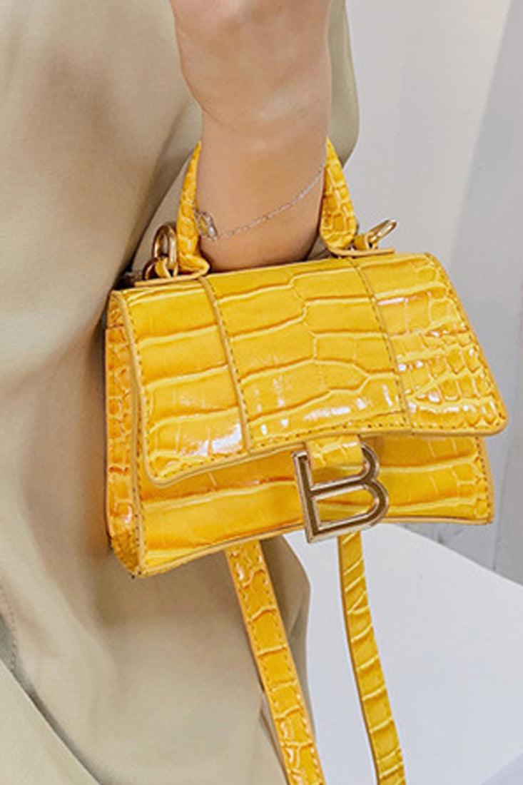 Yellow Crocodile Style Small Crossbody Bag - AMIClubwear