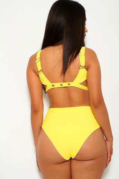 Yellow Cut Out Two Piece Swimsuit - AMIClubwear