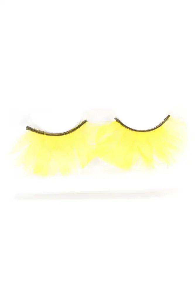 Yellow Faux Feather Eyelashes - AMIClubwear