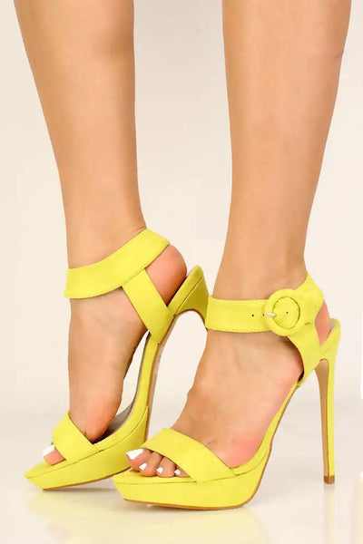 Yellow Faux Suede High Heels - AMIClubwear