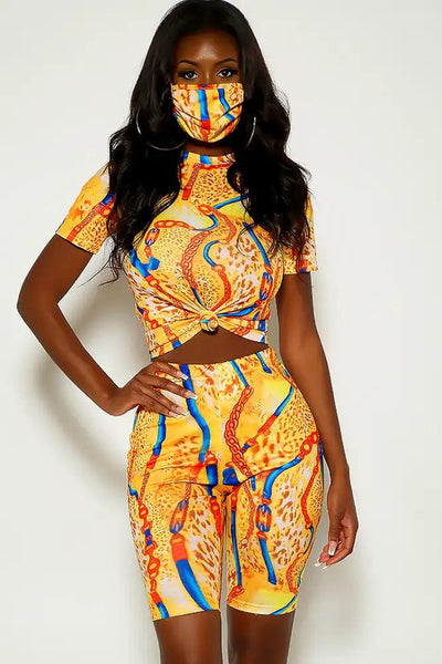 Yellow Graphic Print Three Piece Outfit - AMIClubwear