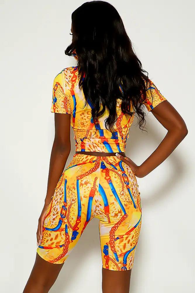 Yellow Graphic Print Three Piece Outfit - AMIClubwear