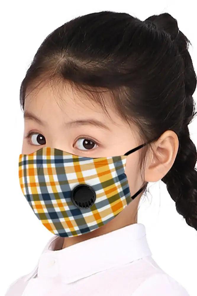Yellow Grey Printed Respirator Washable Kids Face Mask - AMIClubwear