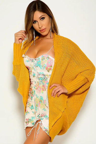 Yellow Knitted Open Front Cardigan - AMIClubwear