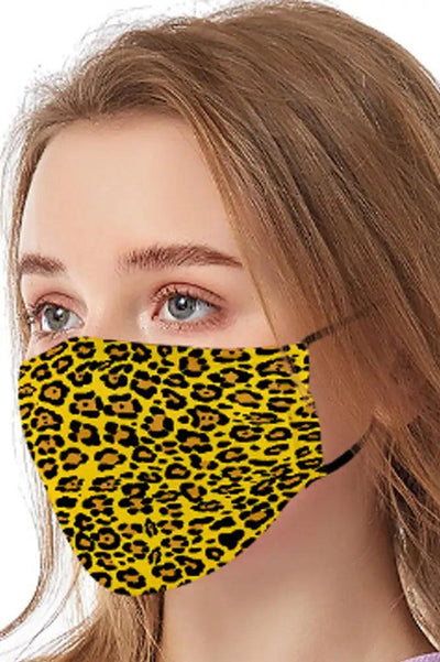 Yellow Leopard Print Washable Face Mask - AMIClubwear