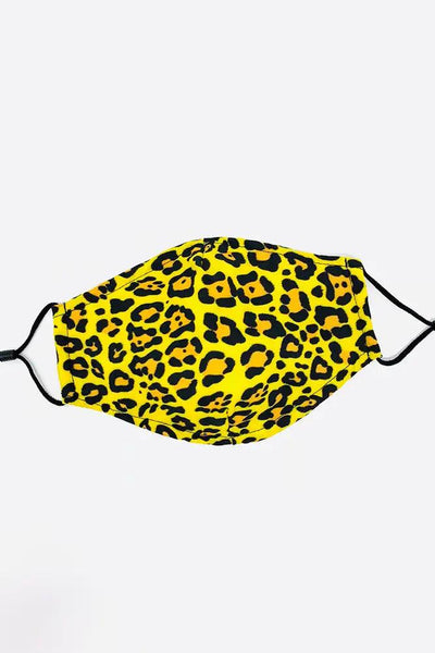 Yellow Leopard Print Washable Face Mask - AMIClubwear