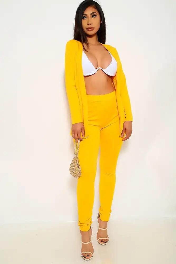 Yellow Long Sleeve 2 Piece Outfit - AMIClubwear