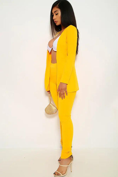 Yellow Long Sleeve 2 Piece Outfit - AMIClubwear