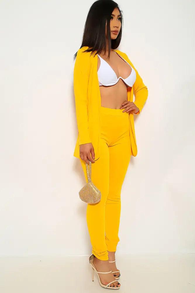 Yellow Long Sleeve 2 Piece Outfit - AMIClubwear