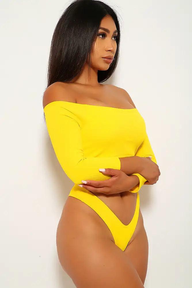 Yellow Off The Shoulder Two Piece Swimsuit - AMIClubwear