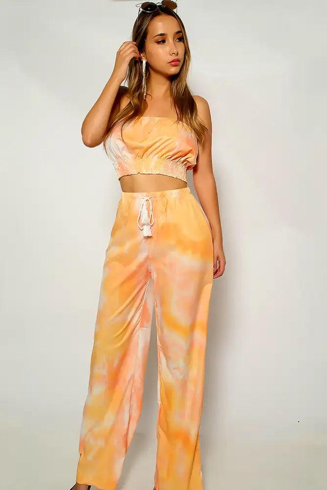 Yellow Orange Sleeveless Two Piece Outfit - AMIClubwear