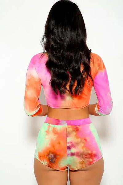 Yellow Pink Orange Two Piece Outfit - AMIClubwear