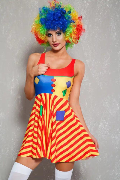 Yellow Red Printed Sexy Clown One Piece Costume - AMIClubwear