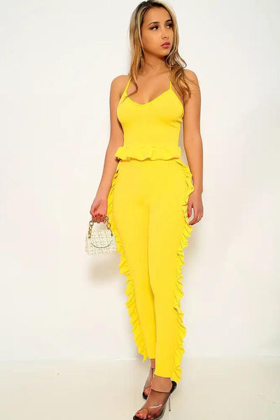 Yellow Ruffled Two Piece Outfit - AMIClubwear