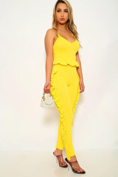 Yellow Ruffled Two Piece Outfit - AMIClubwear