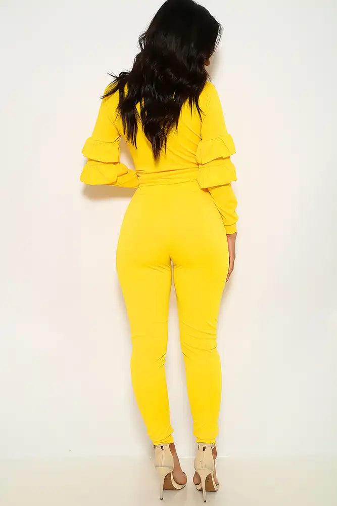 Yellow Ruffled Two Piece Outfit - AMIClubwear