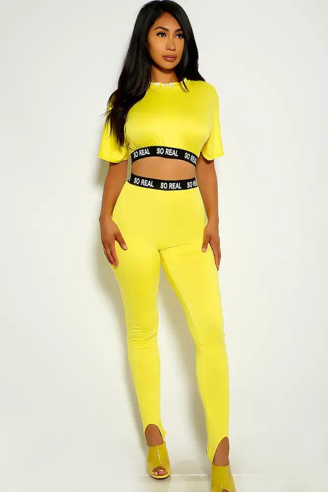 Yellow Short Sleeve Two Piece Outfit - AMIClubwear