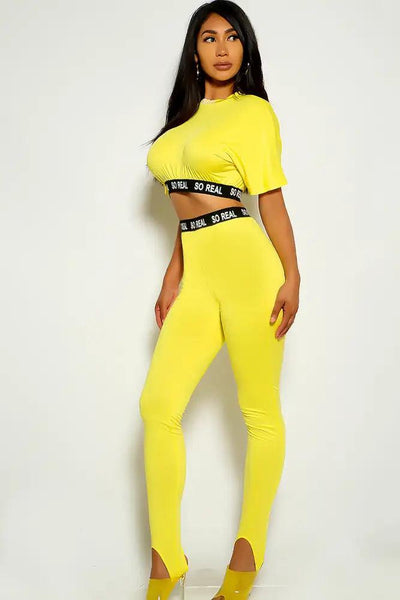 Yellow Short Sleeve Two Piece Outfit - AMIClubwear