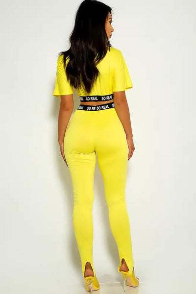 Yellow Short Sleeve Two Piece Outfit - AMIClubwear