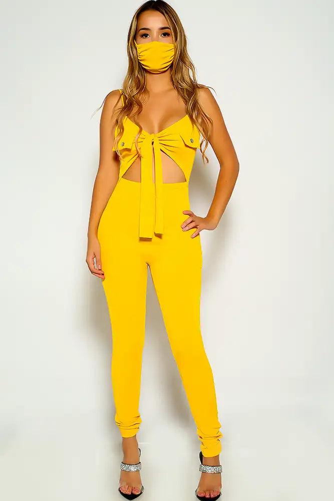 Yellow Sleeveless Cut Out Jumpsuit - AMIClubwear