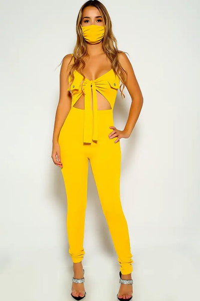 Yellow Sleeveless Cut Out Jumpsuit - AMIClubwear