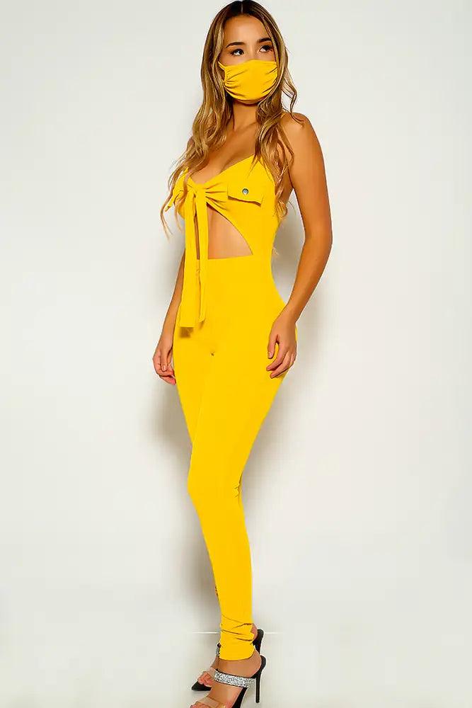 Yellow Sleeveless Cut Out Jumpsuit - AMIClubwear