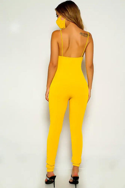 Yellow Sleeveless Cut Out Jumpsuit - AMIClubwear