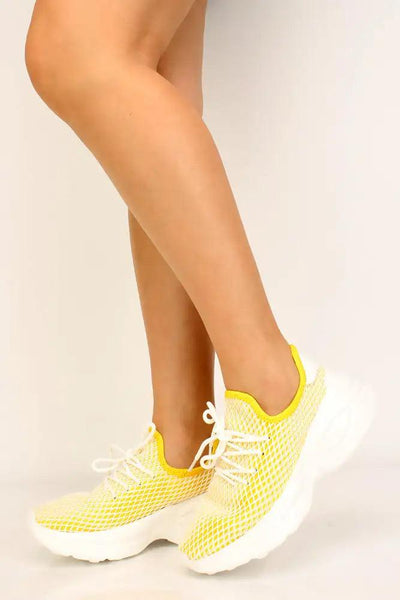 Yellow White Netted Sneakers - AMIClubwear