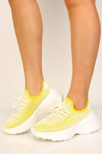 Yellow White Netted Sneakers - AMIClubwear