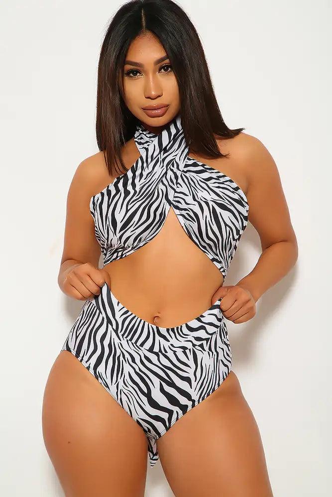 Zebra Animal Print High Waist Bikini - AMIClubwear