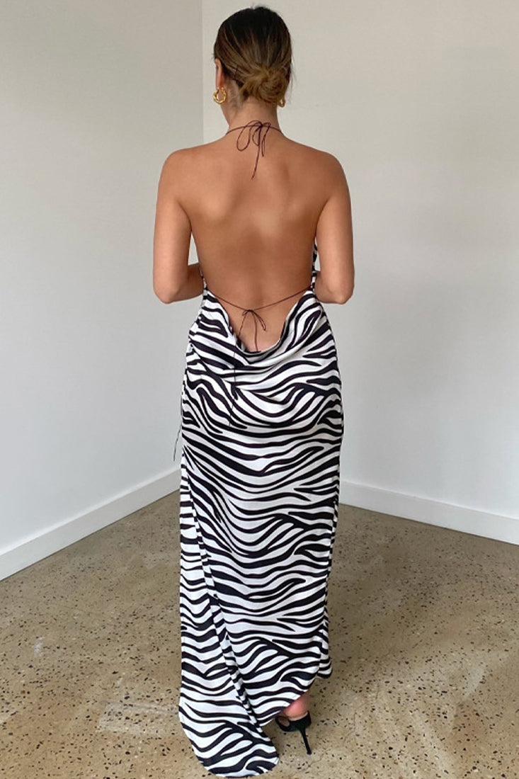 Zebra Print Sleeveless Asymmetrical Party Dress - AMIClubwear